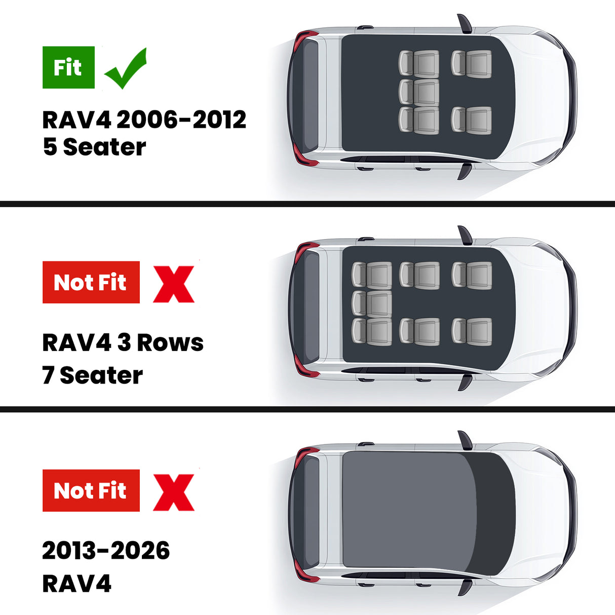 Fit for 2006-2012 Toyota RAV4 TPE Floor Mats & Seatback & Cargo Mat, Fit 2 Rows Only