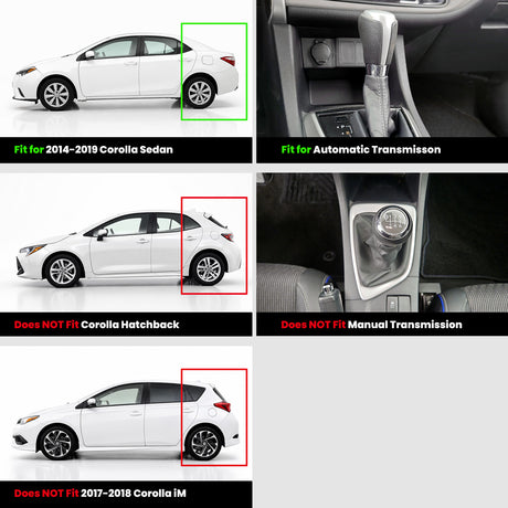 Fit for 2014-2019 Toyota Corolla Floor Mats & Cargo Mat, Fit Auto Tran & Sedan, Not Fit 2017-2018 Corolla iM