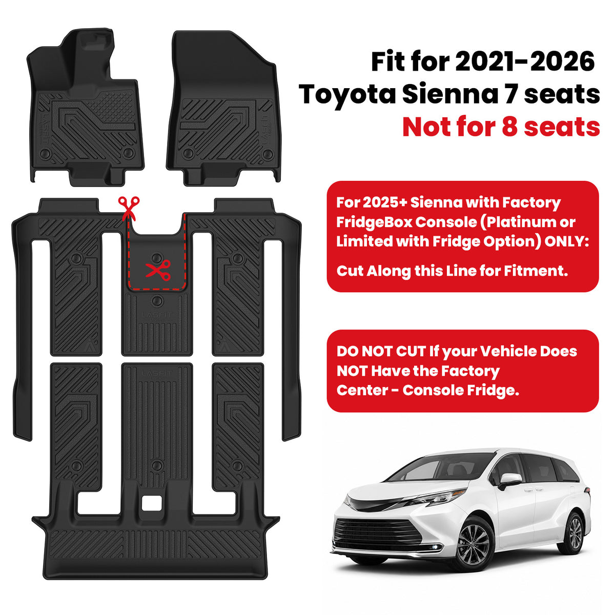 Fit for 2021-2026 Toyota Sienna Floor Mats or Seatback Mat or Cargo Mat, Don't Fit 2025+ Platinum