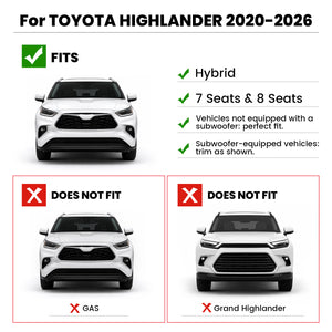 Fit for 2020-2026 Toyota Highlander Floor Mats or Seatback & Cargo Mat