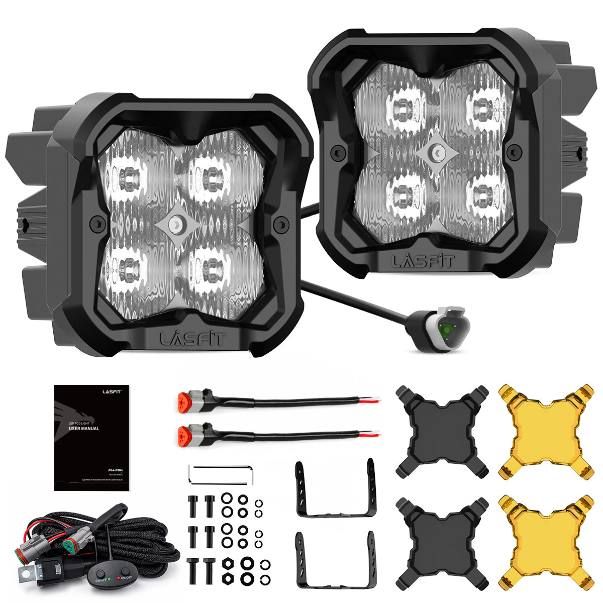 amber drive beam 3 inch off road led pod lighting