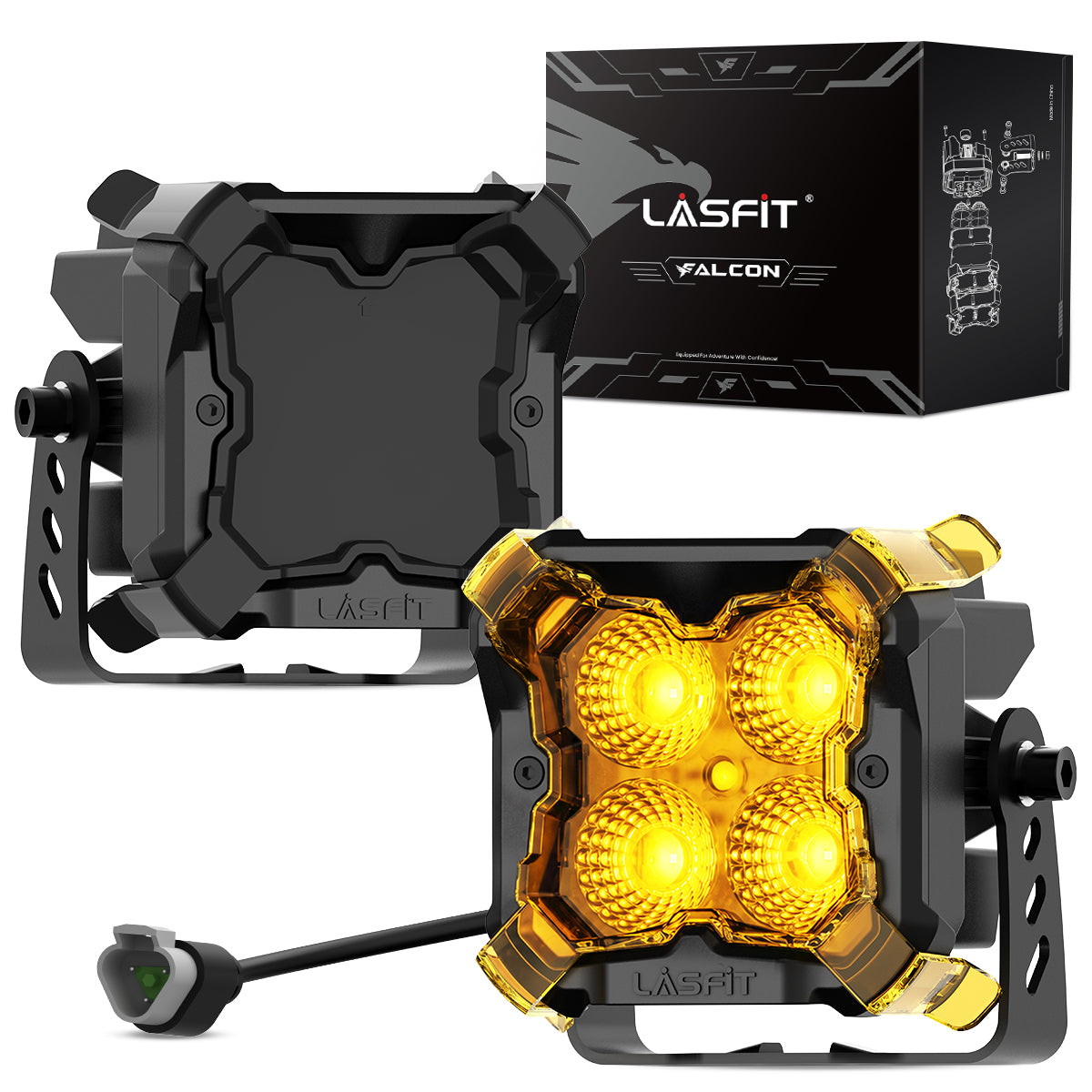 amber flood beam 3 inch pod light off road accessories