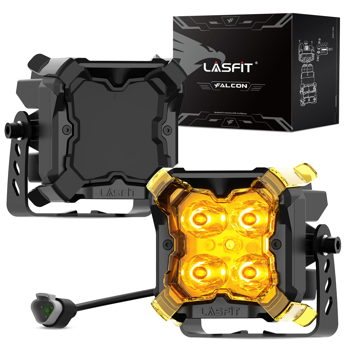 amber fog beam 3 inch led pod light package