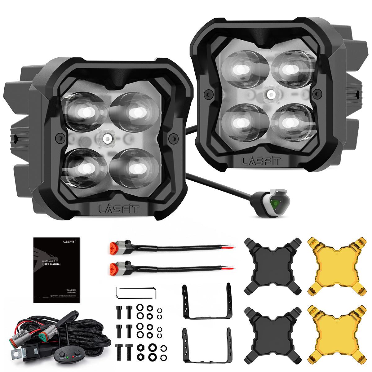 amber fog beam 3 inch off road led pod lighting