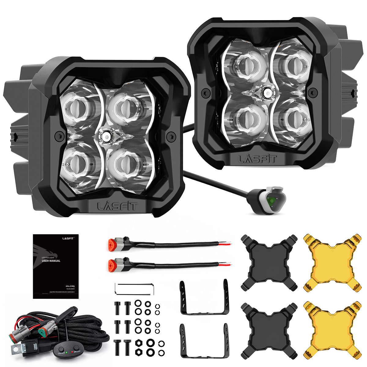 amber spot beam 3 inch led off road accessories pod lights