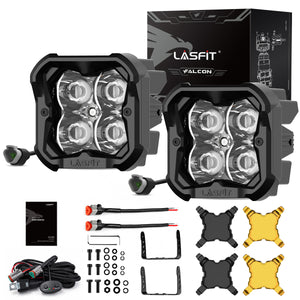 amber spot beam 3 inch led pod light package