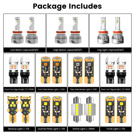 combo package led bulbs fit for 2016-2018 Nissan Altima