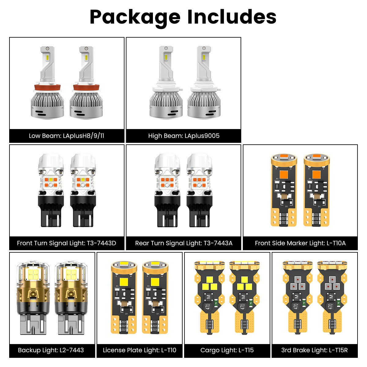 combo package led bulbs for 2019-2023 Ford Ranger XL without fog lights