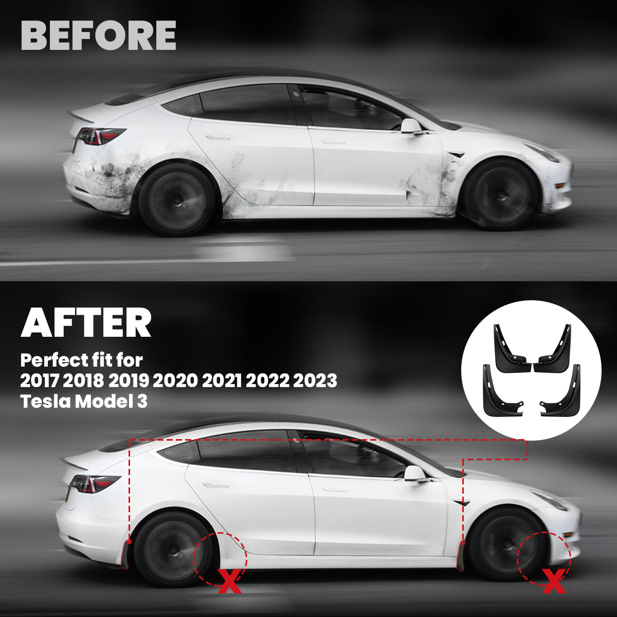  LASFIT Mud Flaps for Tesla Model Y 2024 2023 2022 2021