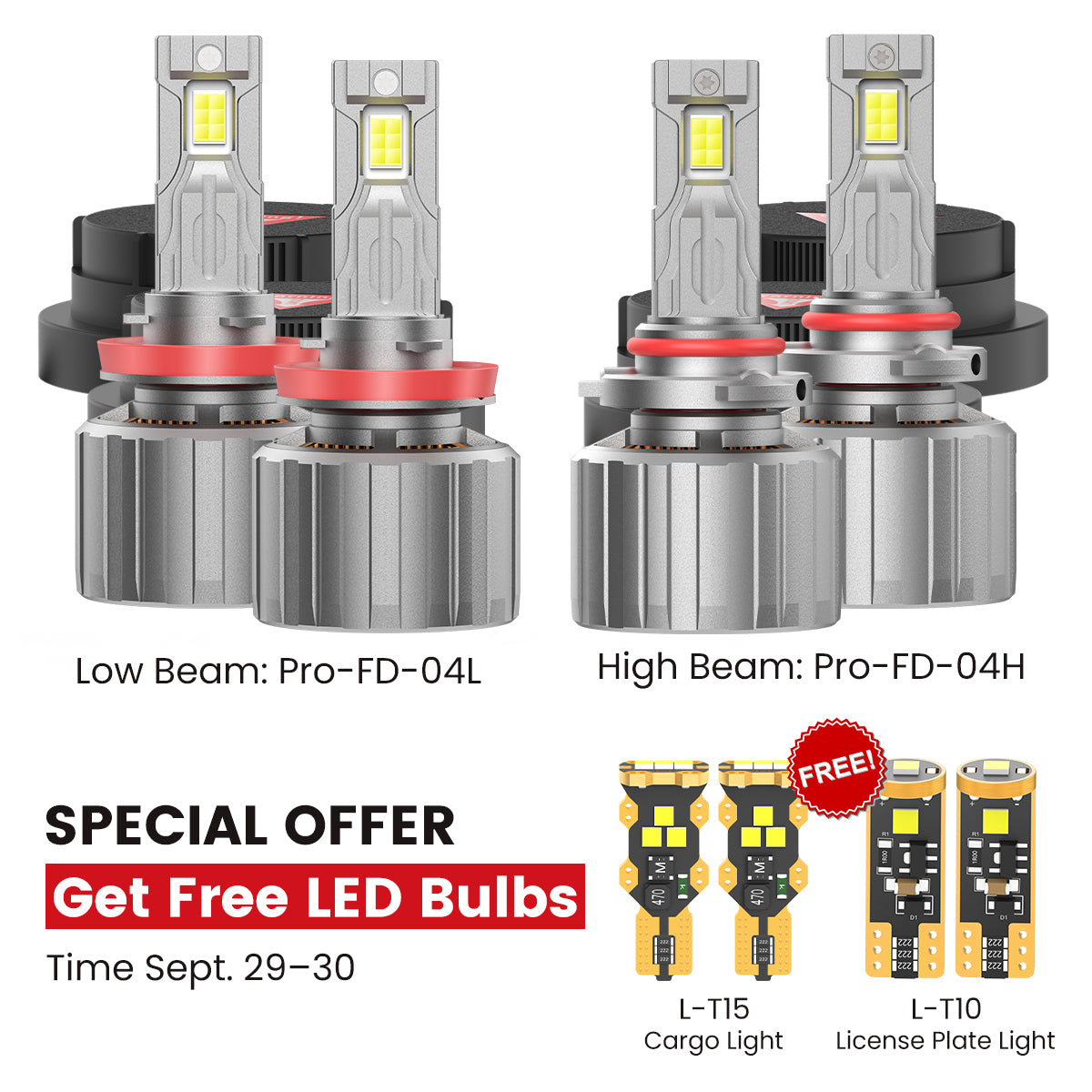 Fit for 2019-2024 Ram 2500 3500 Custom Made LED H11 9005 Headlight Bulbs with Dust Cover | Pro-DC Series