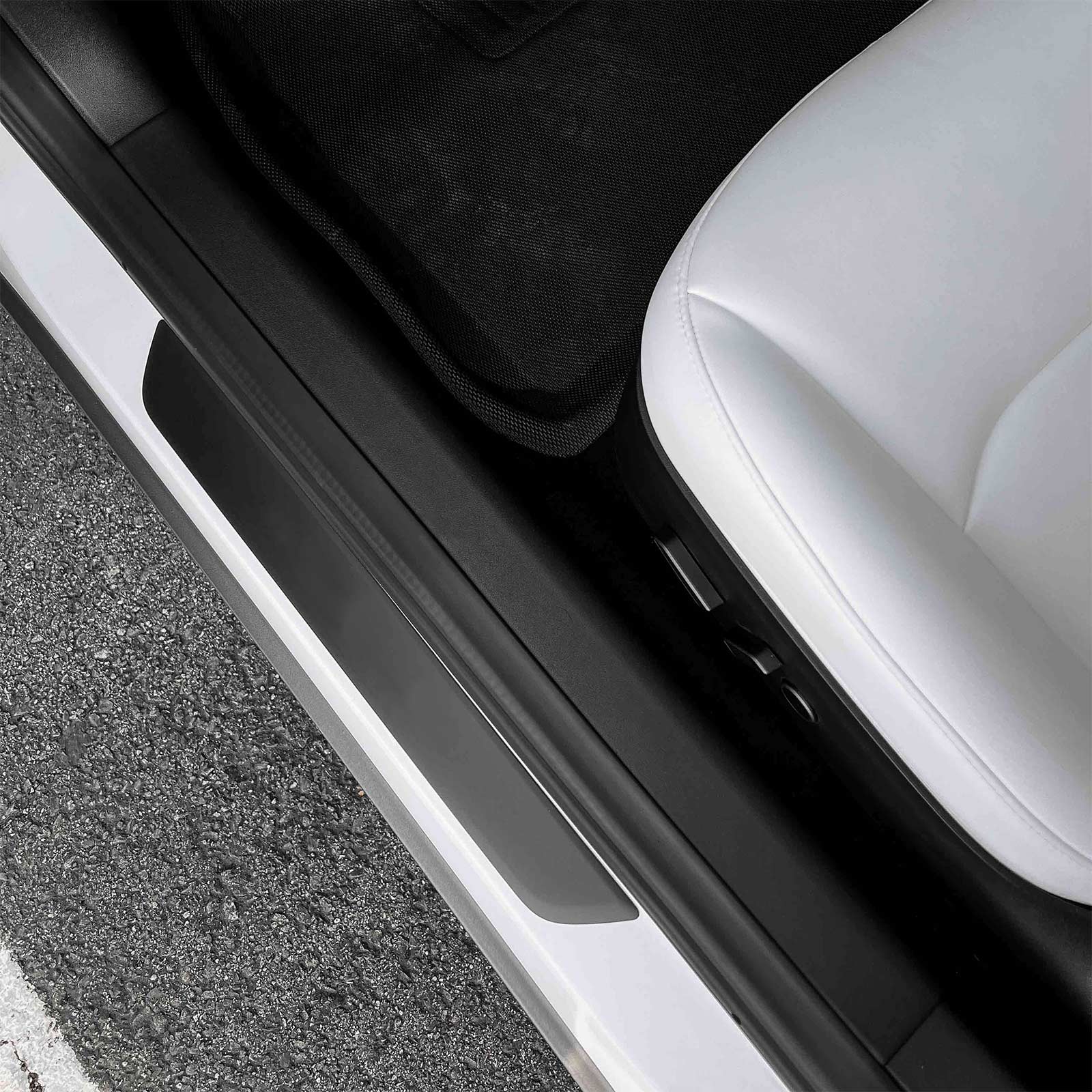 TAPTES Leather Rear Door Sill Protector for Tesla Model Y, Anti-slip Pad,  Scratch-resistant Mat 