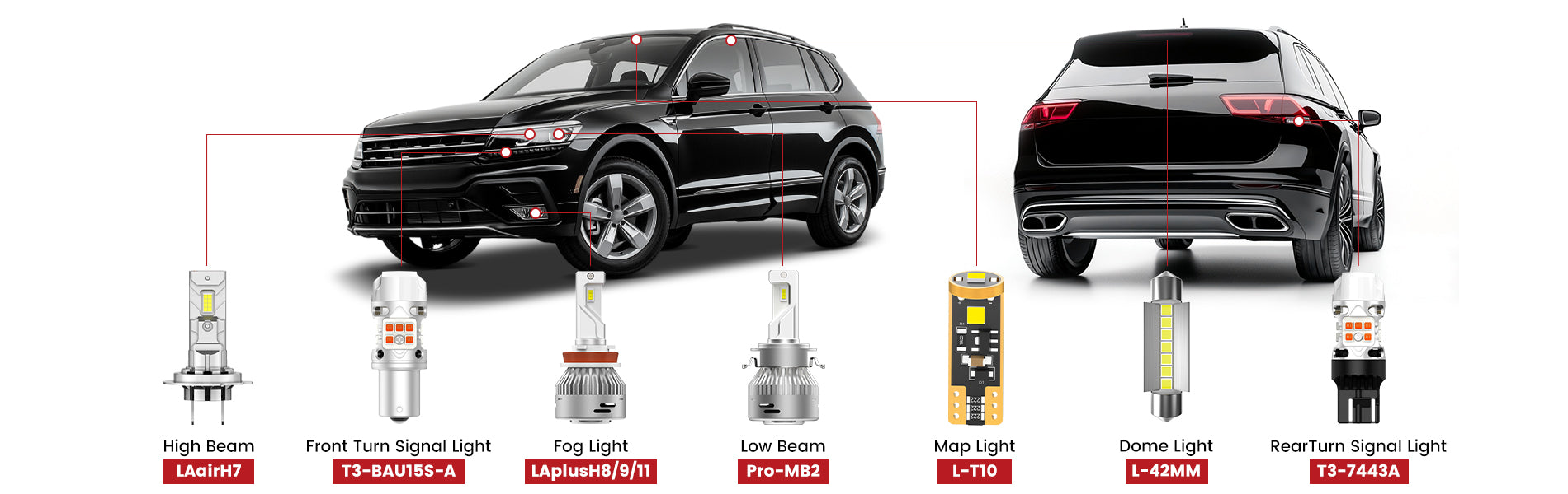 exterior and interior led bulbs fit for 2018-2021 Volkswagen Tiguan