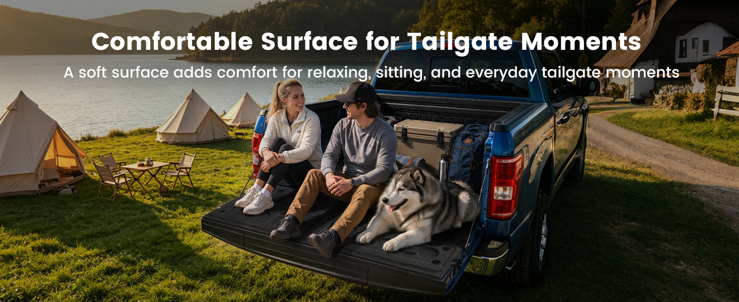 Soft bed mat and tailgate mat surface for Ford F-150