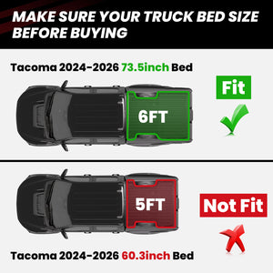 Fit for 2024-2026 Toyota Tacoma 5FT or 6FT Heavy Duty Truck Bed Mat or Tailgate Mat or Front Panel Mat