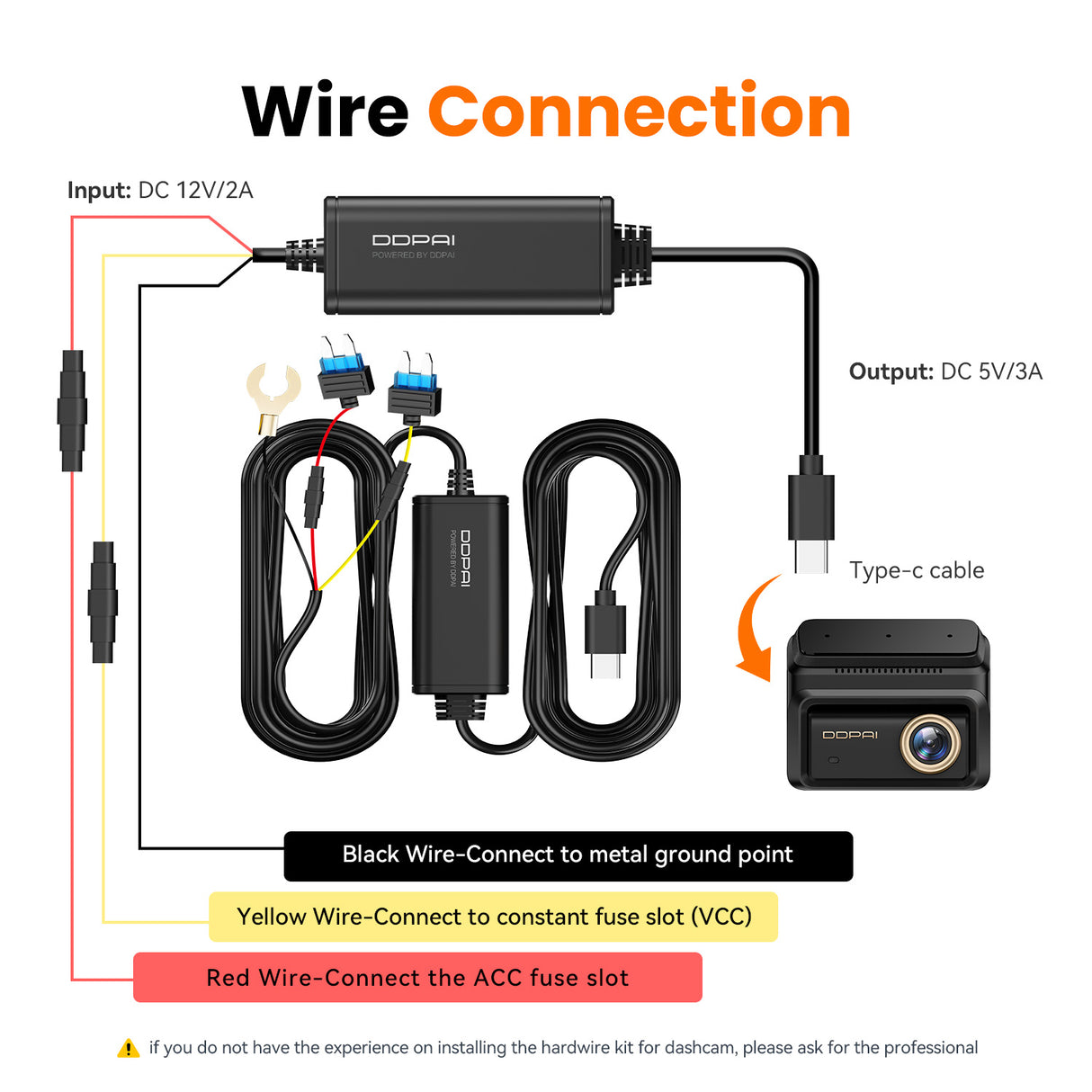 Z90 Max by DDPAI Hardwire Kit Wire Connection