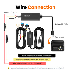 Z90 Max by DDPAI Hardwire Kit Wire Connection