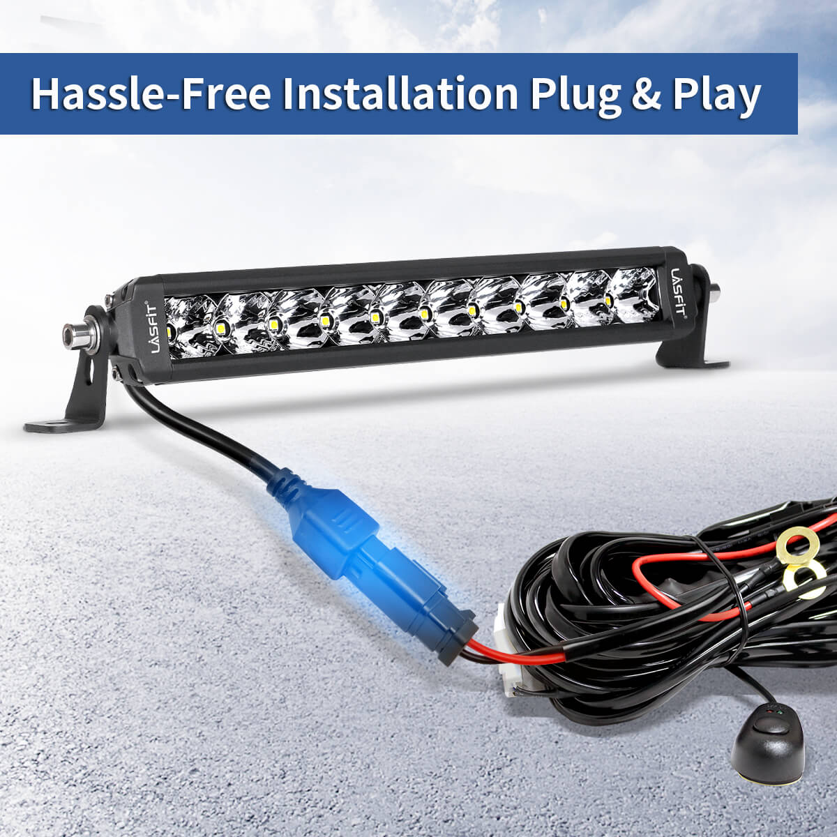 LASFIT Off-Road LED Light Bars 12 22 32 42 52 Inch Spot Flood Combo Single Row - White