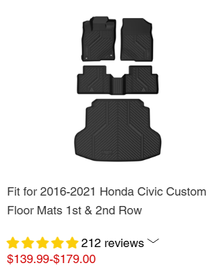 Honda Civic 2021 Floor Mats