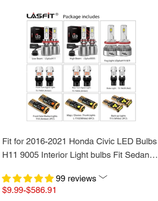 Honda Civic Interior Lights Combo Set