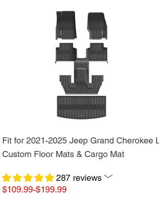 Jeep Grand Cherokee L 2025 Floor Mats