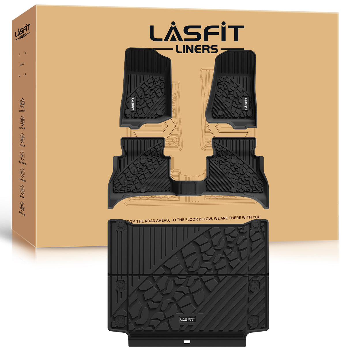 Fit for 2021-2025 Jeep Wrangler 4xe All-Weather Floor Mats & Cargo Mat