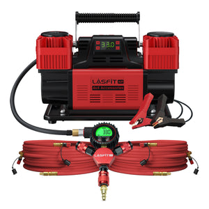 LASFIT H4 4-Tire Inflation/Deflation System – Rapid 4 Tire Air Up/Down, Universal Fit, Quick Connect Lock-On Air Chucks, Supports Up to 200" Wheelbase