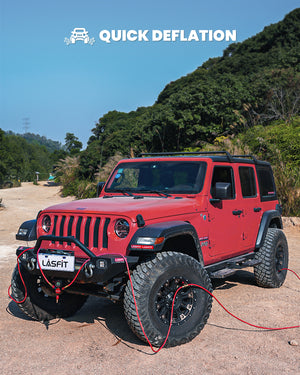 LASFIT H4 4-Tire Inflation/Deflation System – Rapid 4 Tire Air Up/Down, Universal Fit, Quick Connect Lock-On Air Chucks, Supports Up to 200" Wheelbase