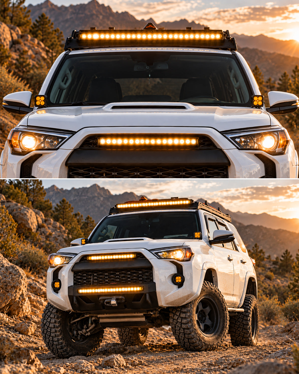 Lasfit 12"/22"/32"/42"/52" Off-Road Slim Single Row Combo Flood Spot Beam LED Amber Light Bars