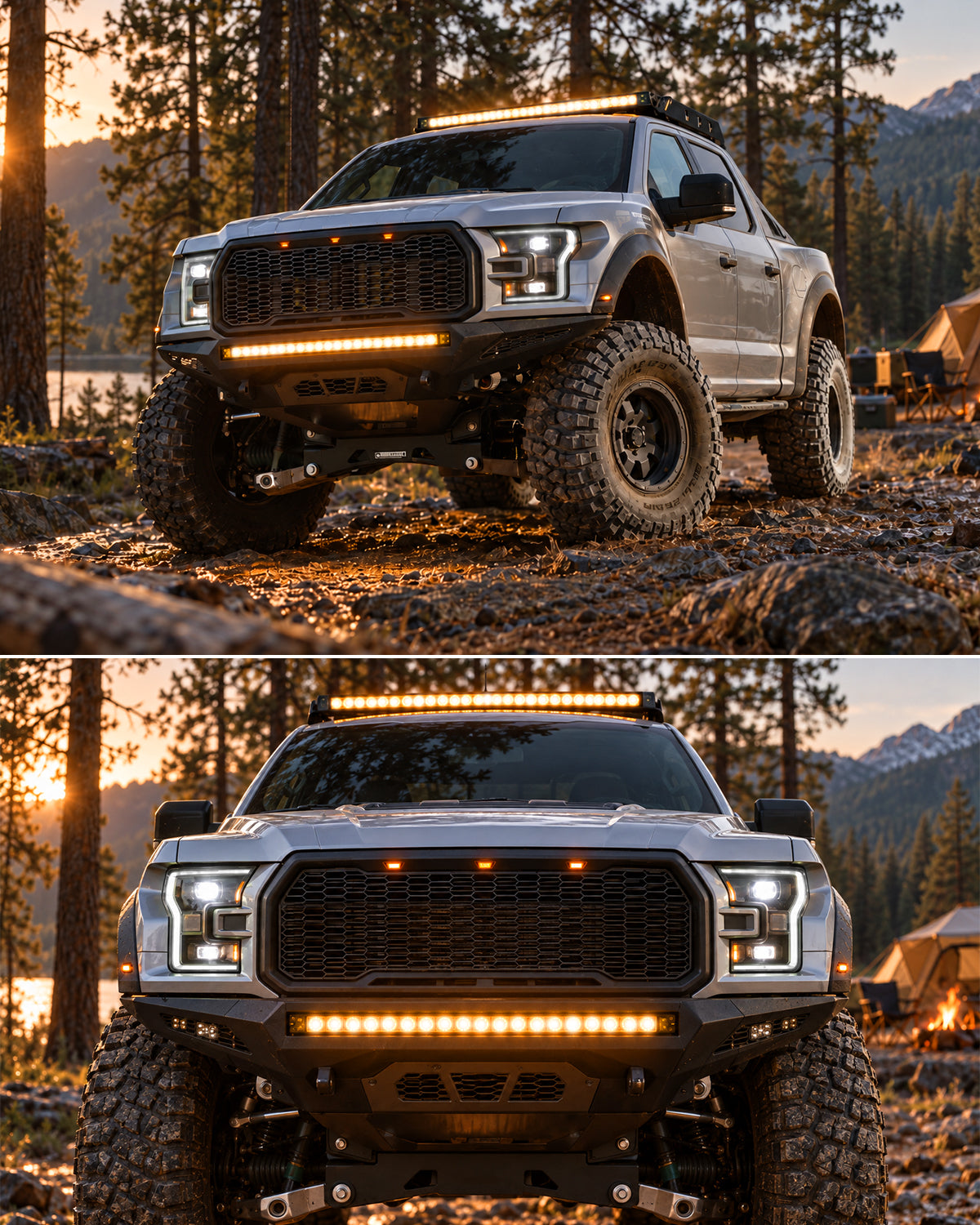 Lasfit 12"/22"/32"/42"/52" Off-Road Slim Single Row Combo Flood Spot Beam LED Amber Light Bars