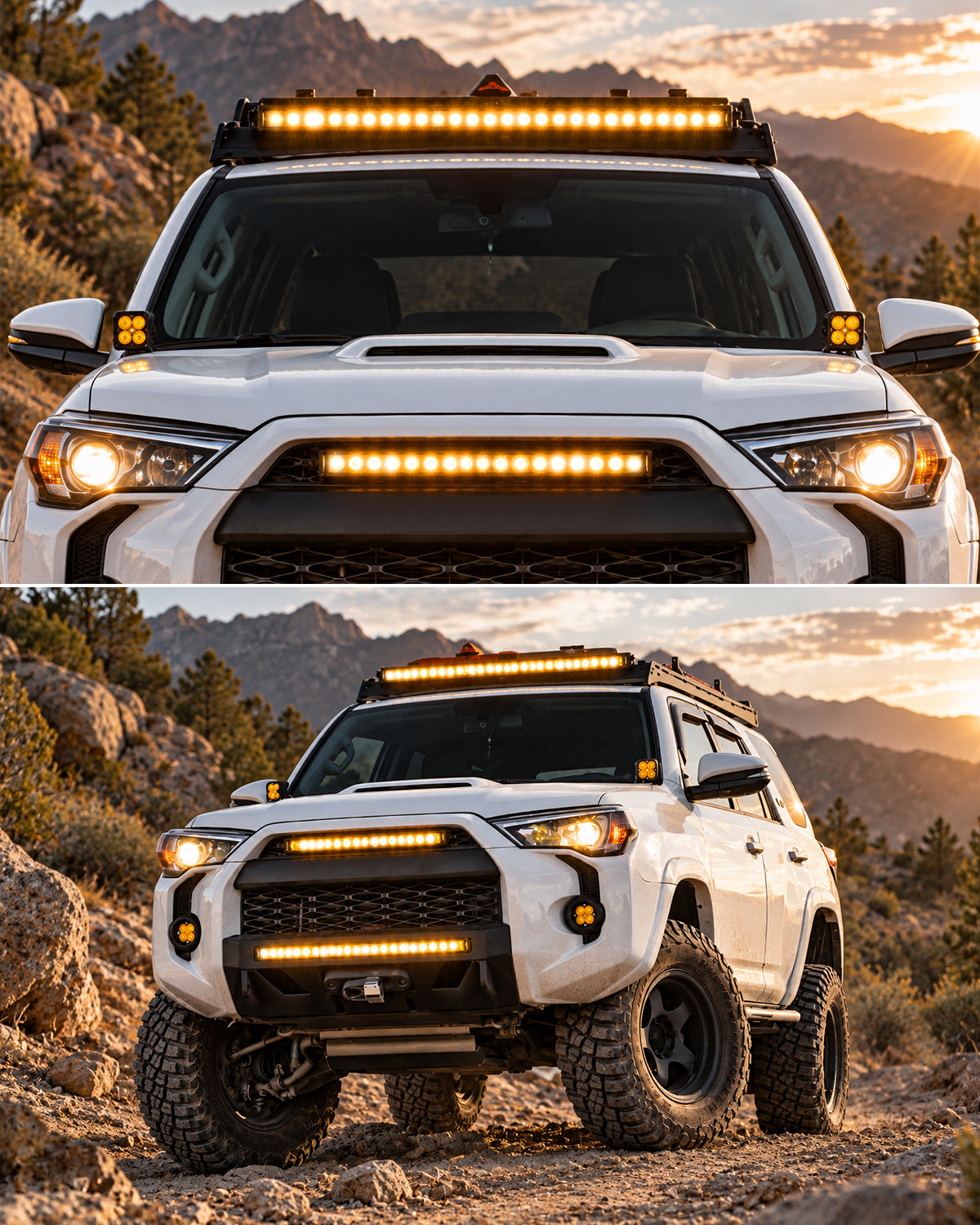 Lasfit 12"/22"/32"/42"/52" Off-Road Slim Single Row Combo Flood Spot Beam LED Amber Light Bars
