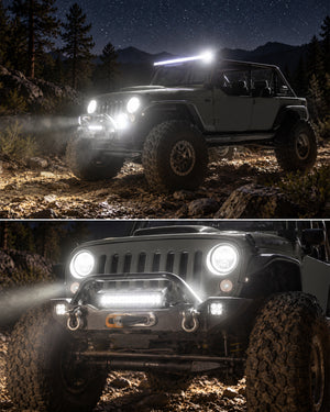 LASFIT Off-Road LED Light Bars 12 22 32 42 52 Inch Spot Flood Combo Single Row - White
