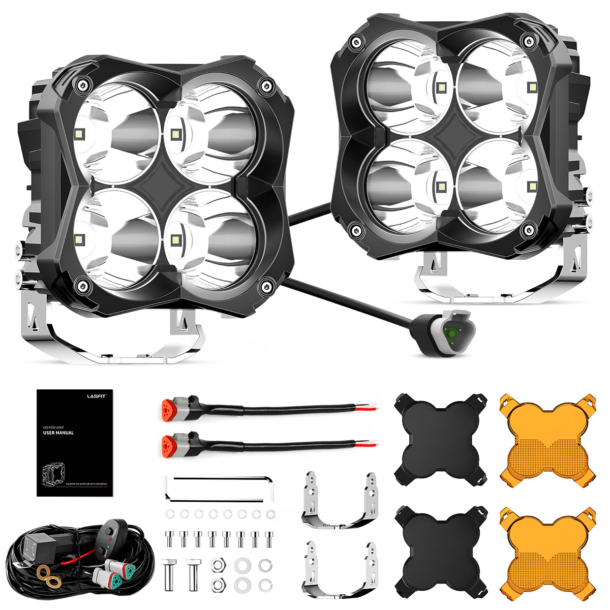 lasfit 5" amber led combo pod lights for trucks