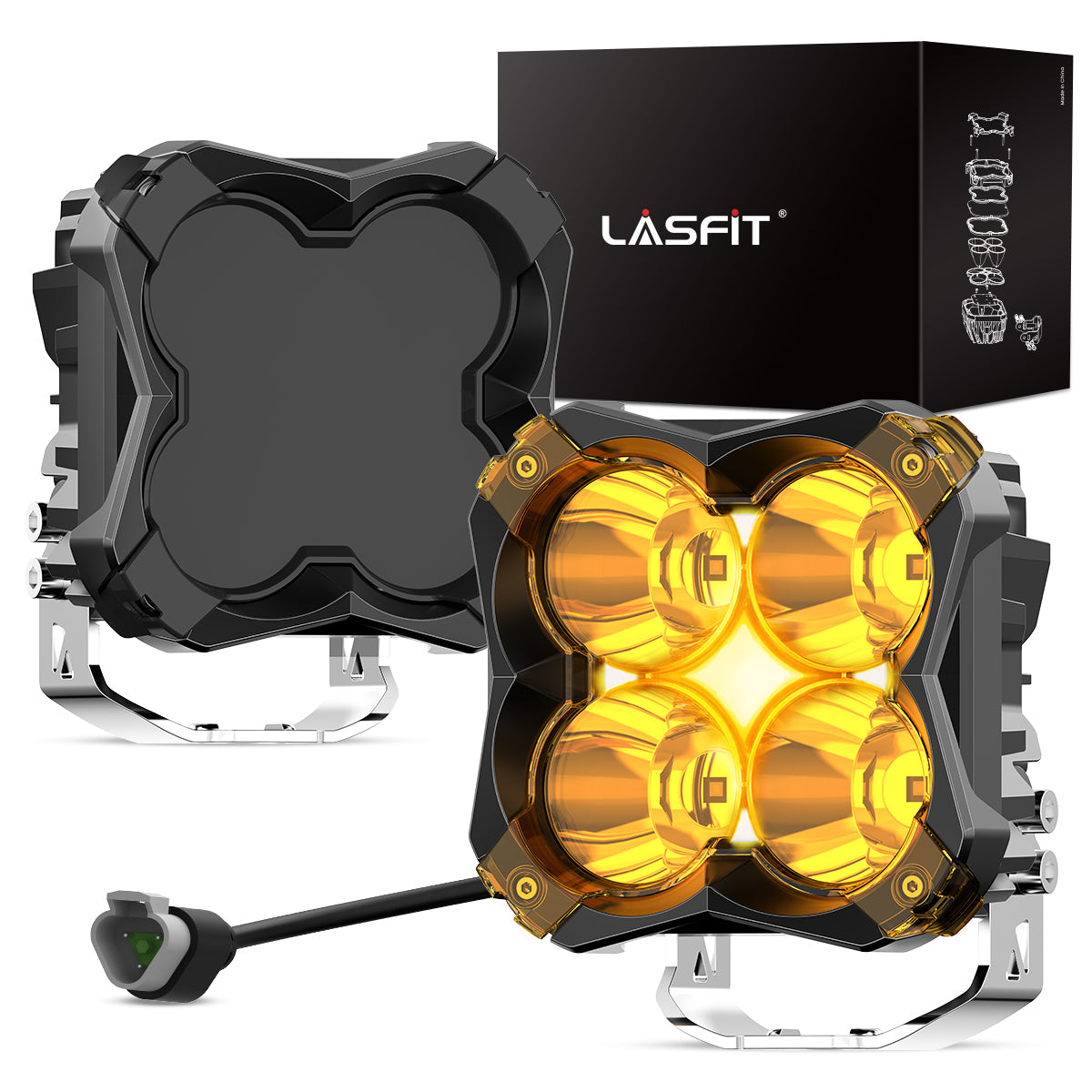 lasfit 5" amber led spot pod lights for trucks