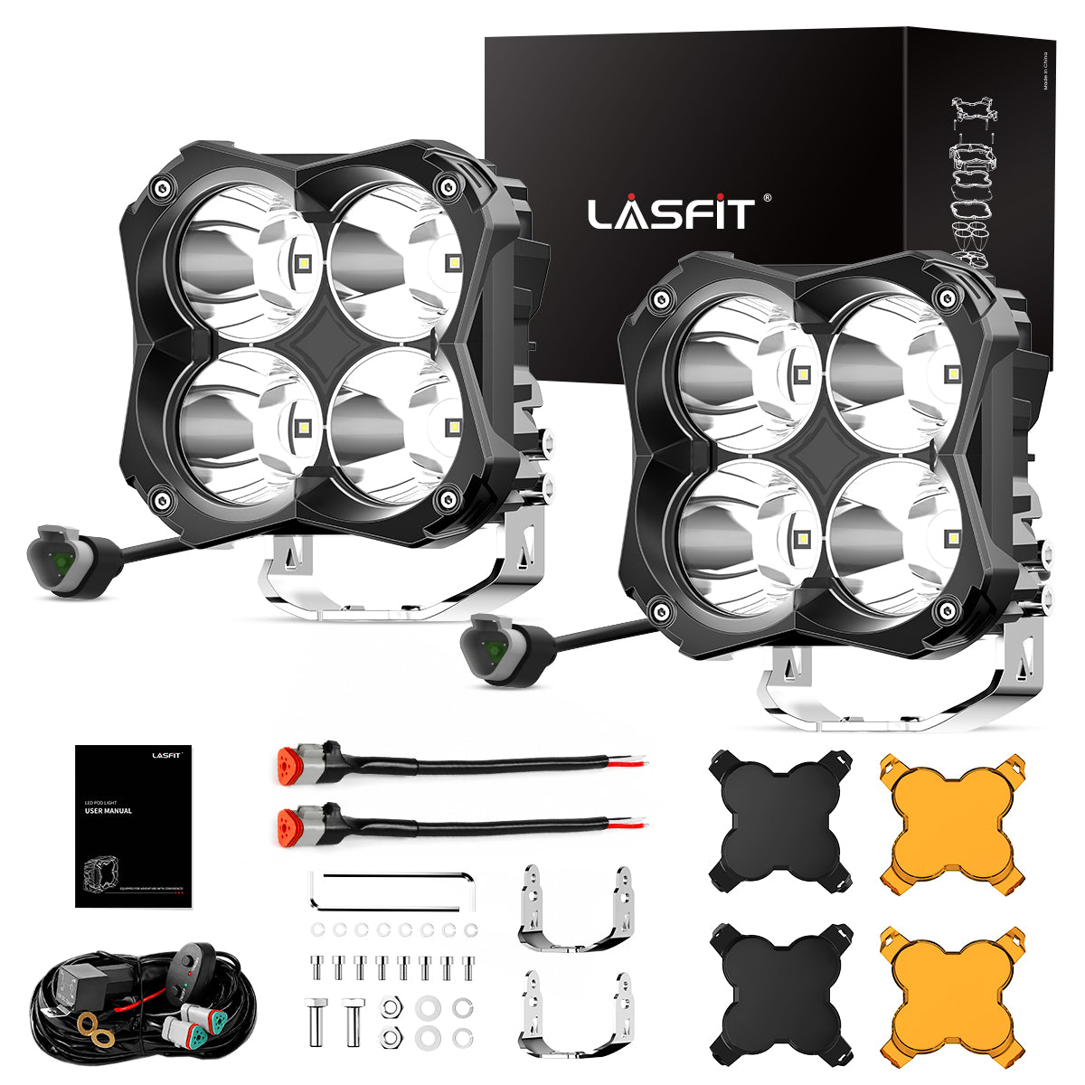 lasfit 5" led spot pod lights package