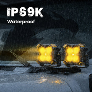 lasfit Amber 3 inch combo beam pod light IP69K waterproof