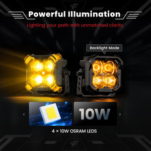 lasfit Amber 3 inch combo beam pod light powerful illumination
