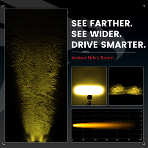 lasfit Amber 3 inch driving beam pod light beam pattern