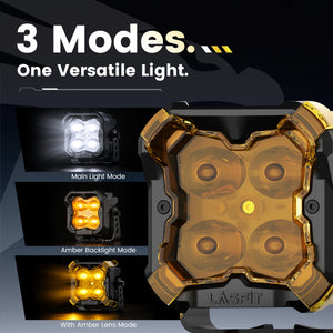 lasfit Amber 3 inch fog beam pod light versatile light design