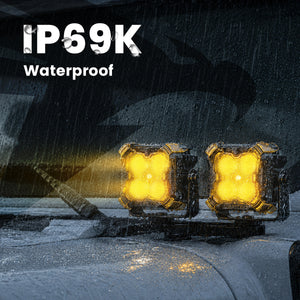 lasfit Amber 3 inch spot beam pod light IP69K waterproof