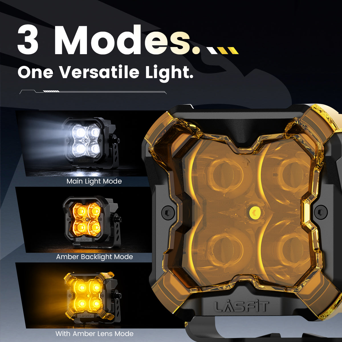 lasfit Amber 3 inch spot beam pod light versatile light design