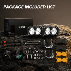 lasfit Amber 4.8 inch spot beam pod light full package