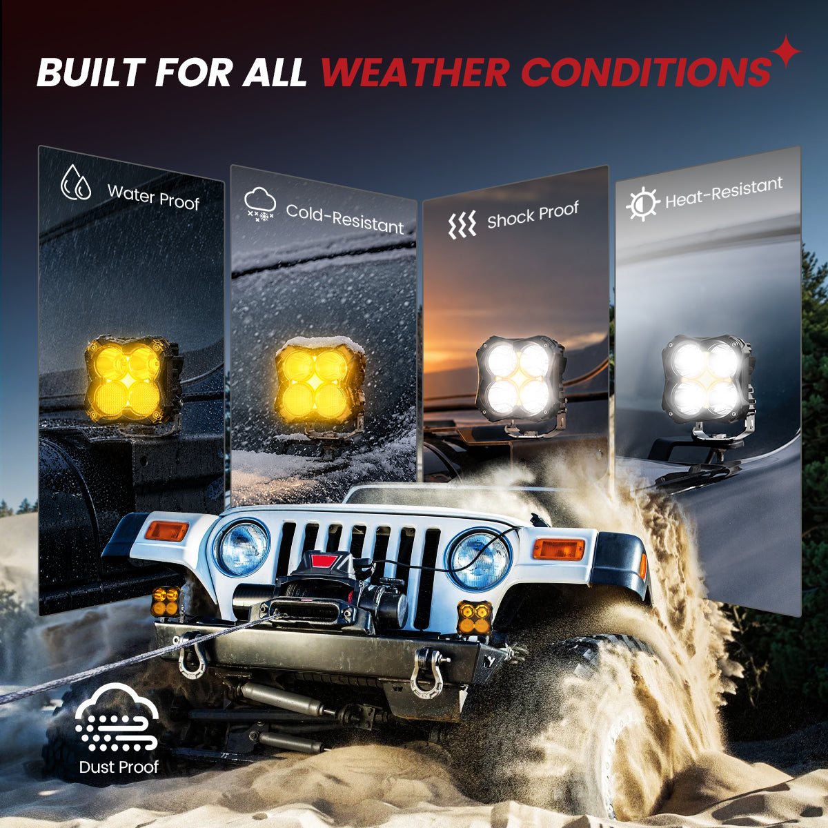 lasfit Amber 5 inch combo beam pod light built for all weather condition
