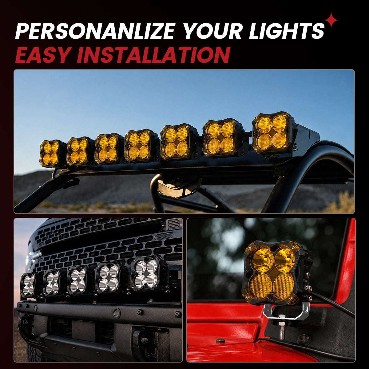lasfit Amber 5 inch combo beam pod light recommended mount location
