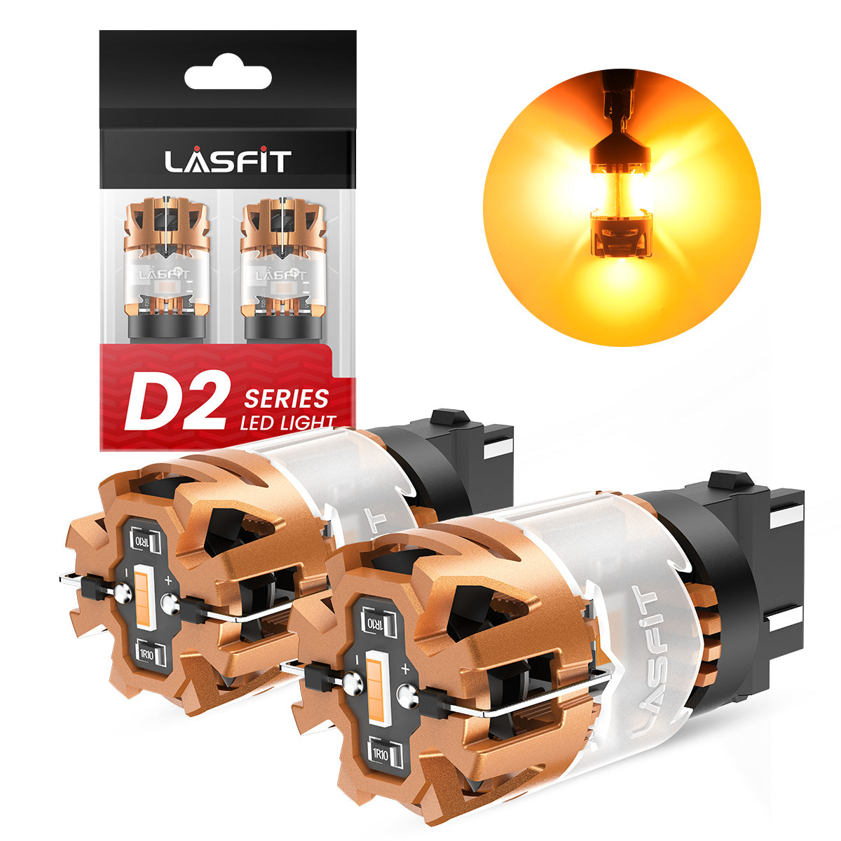 Amber 3157 CanBus-Ready Turn Signal Light LED Bulbs | D2 Series