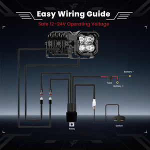 lasfit White 3 inch combo beam pod light easy wiring guide