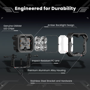 lasfit White 3 inch combo beam pod light engineered for durability