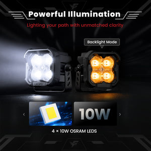 lasfit White 3 inch driving beam pod light powerful illumination
