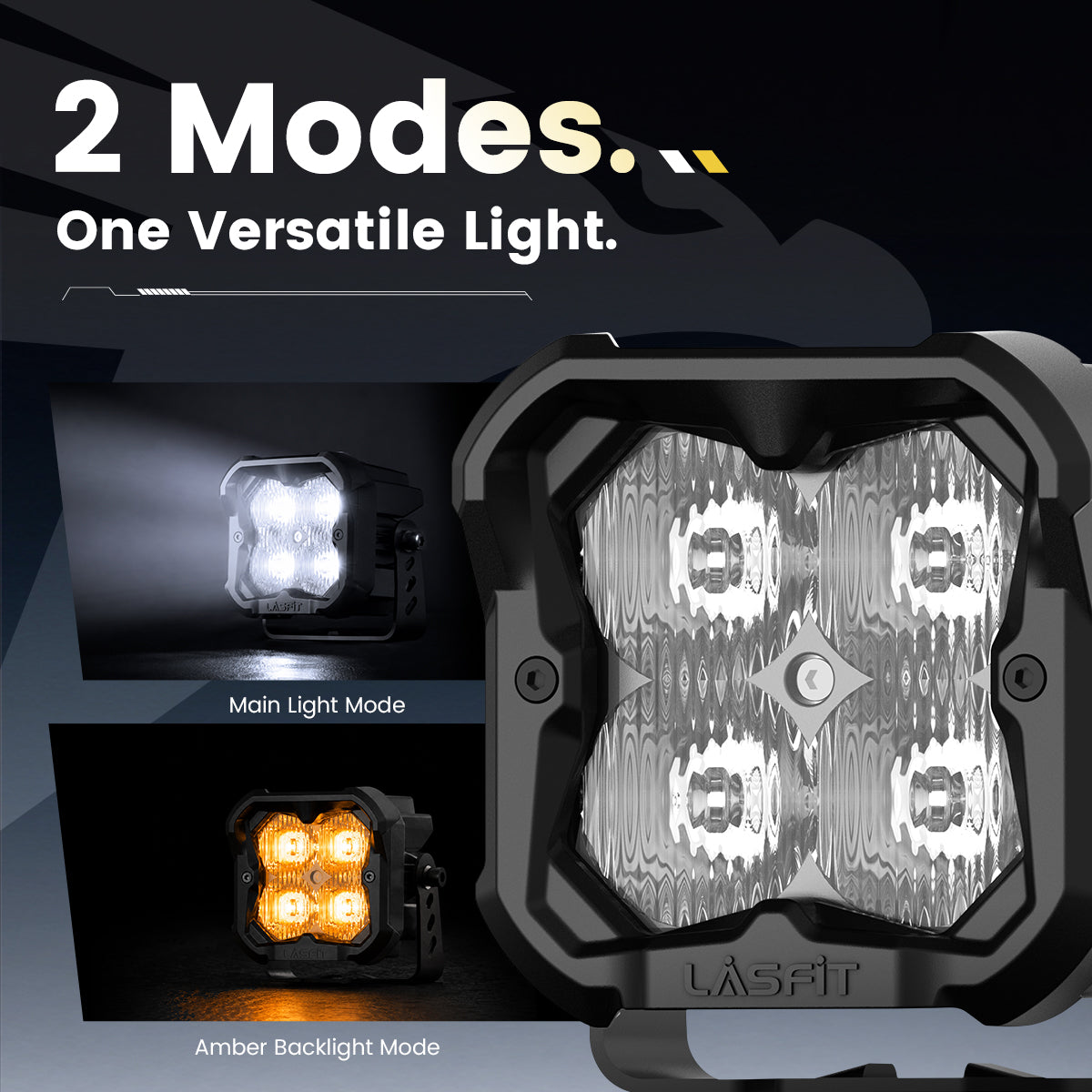 lasfit White 3 inch driving beam pod light versatile light design