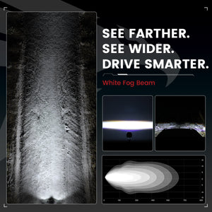 lasfit White 3 inch fog beam pod light beam pattern