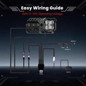 lasfit White 3 inch spot beam pod light easy wiring guide